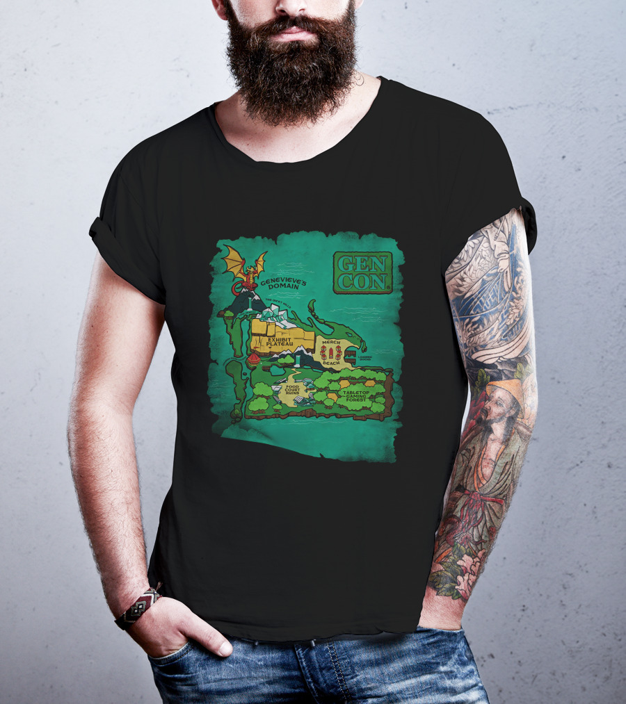 Gen Con Island Map Genevieve's Domain Exhibit Plateau Tabletop Forest T-Shirt