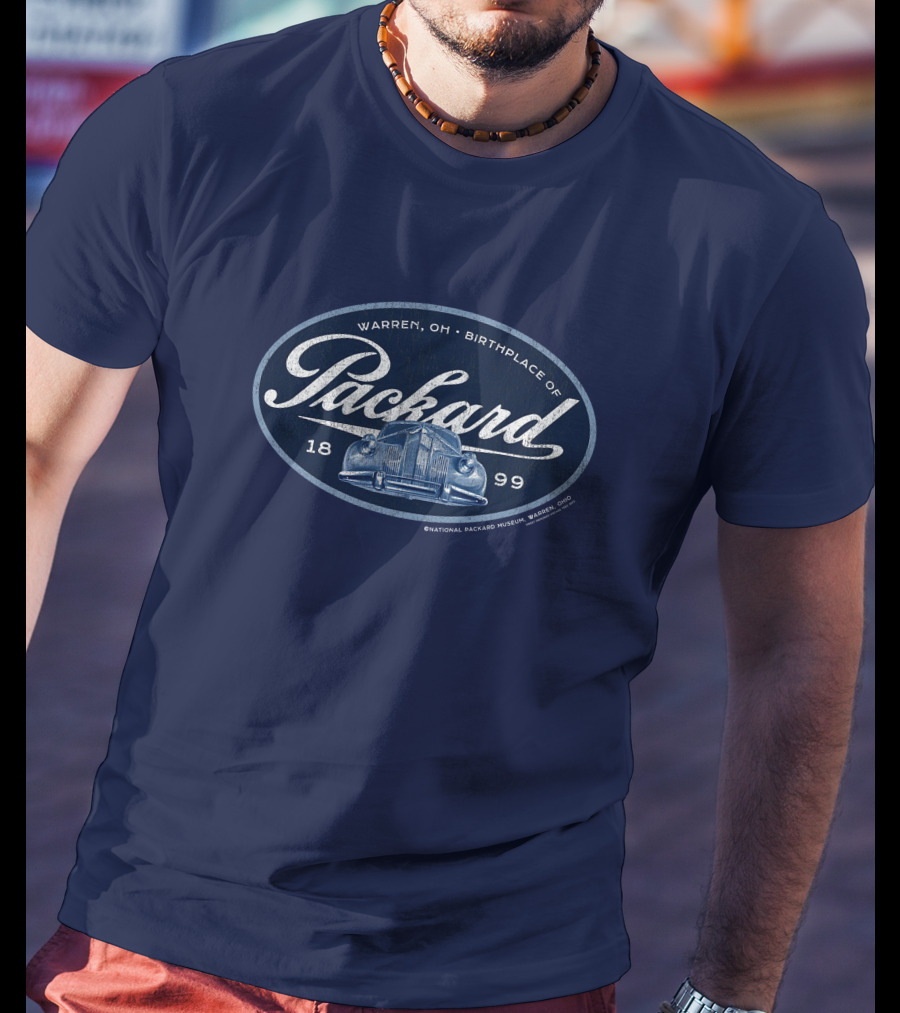 Warren OH Birthplace Of Packard 1899 Vintage Car Grill Navy Tonal T-Shirt