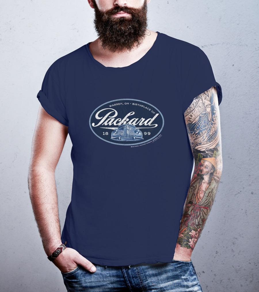 Warren OH Birthplace Of Packard 1899 Vintage Car Grill Navy Tonal T-Shirt