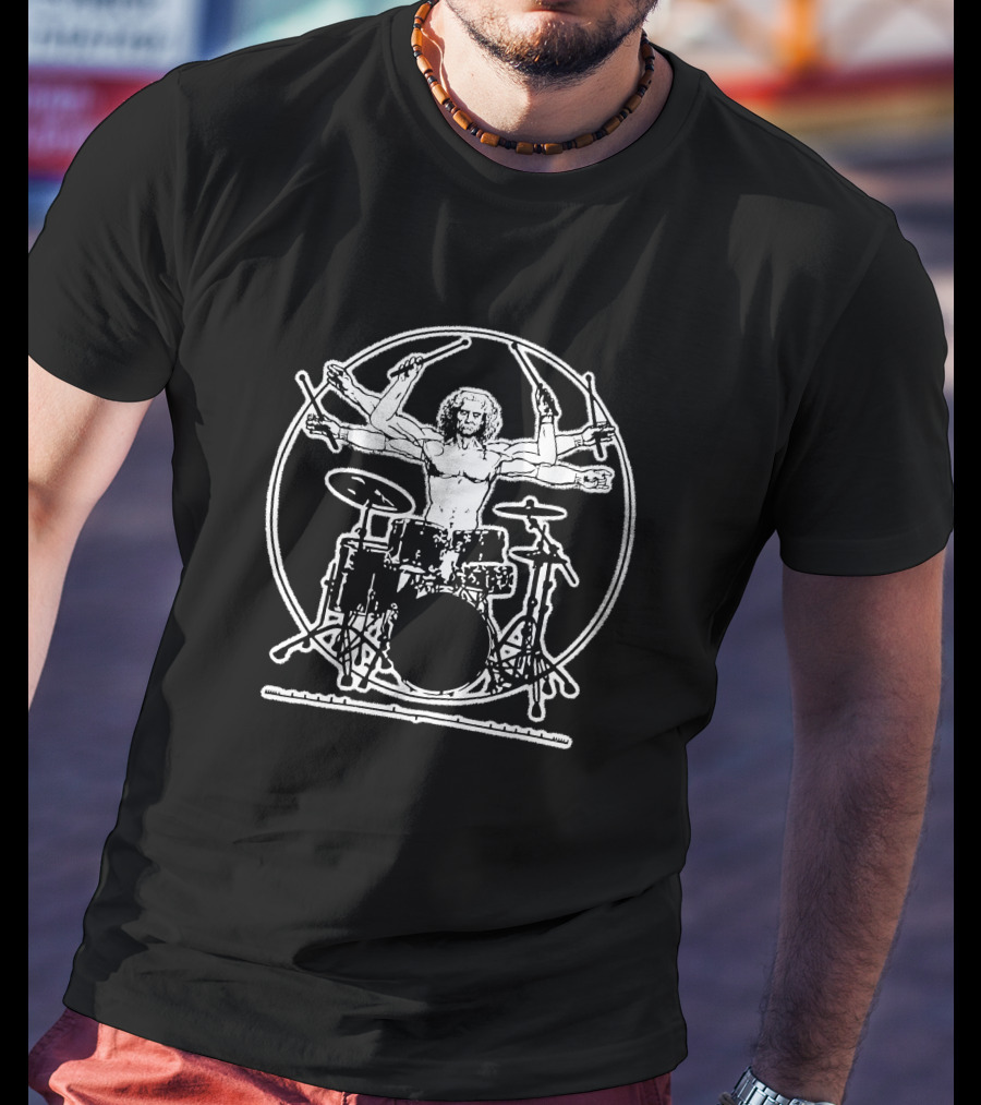 Leonardo Da Vinci Vitruvian Drummer Versatile Sticks T-Shirt