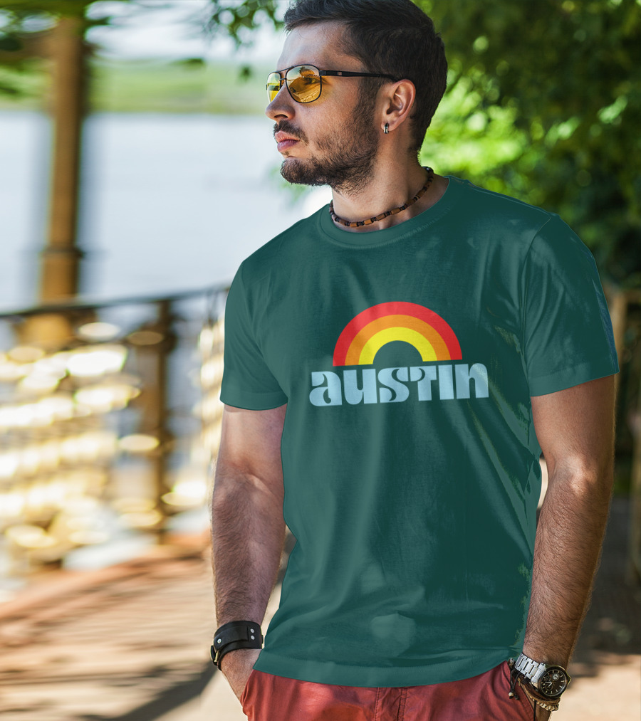 Austin Pride Rainbow Retro T-Shirt