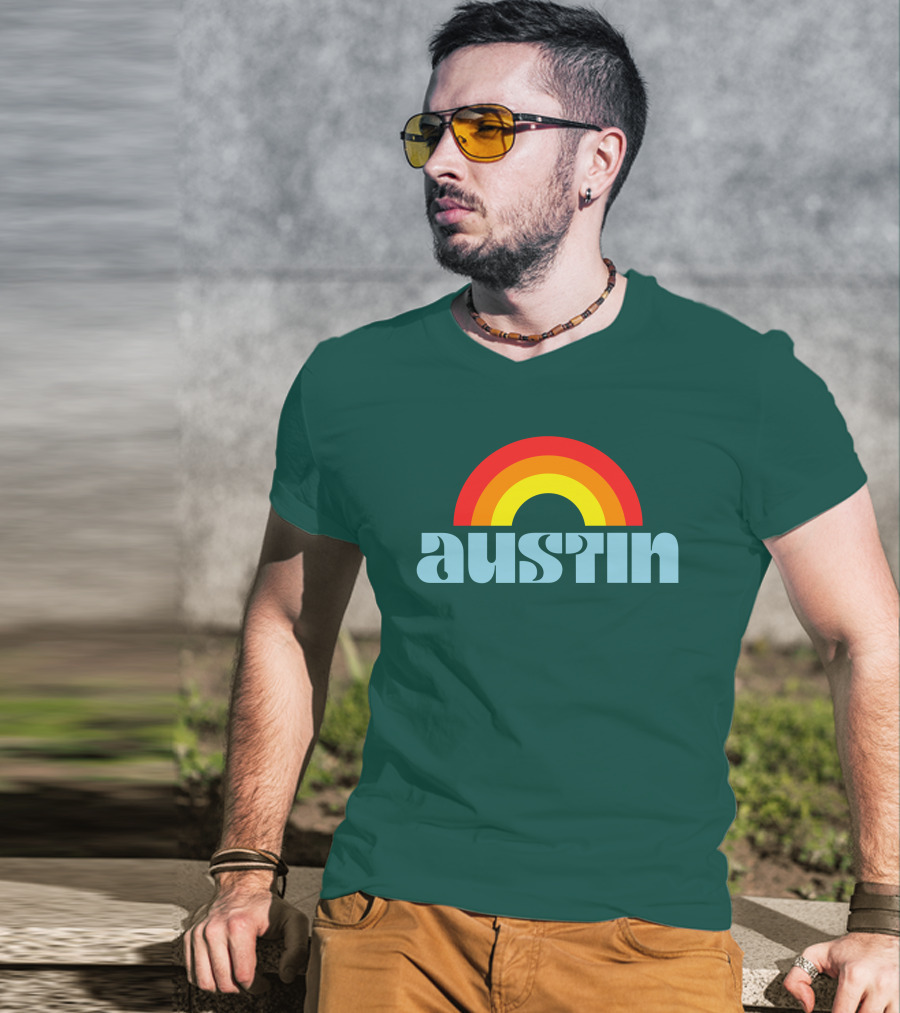 Austin Pride Rainbow Retro T-Shirt