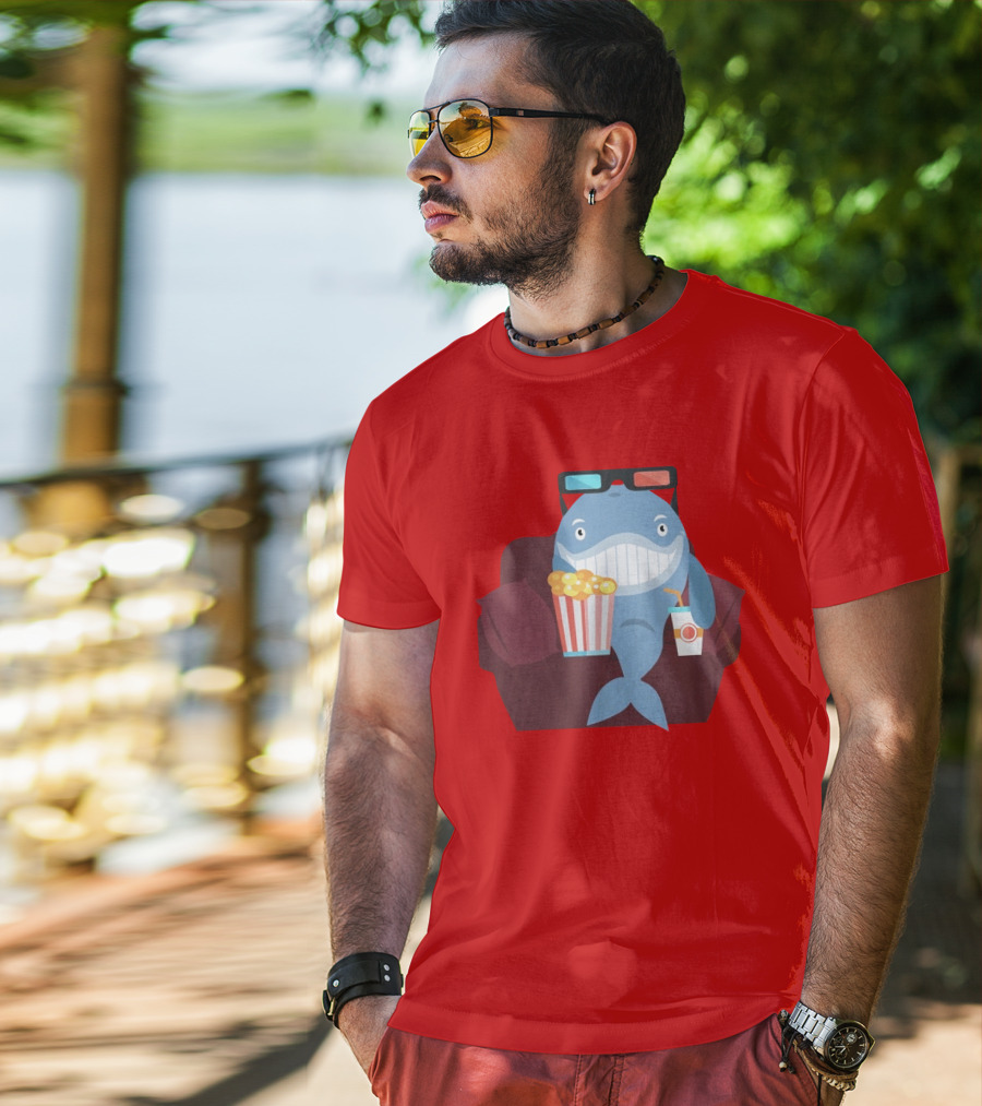 Pete G Whales Popcorn 3D Glasses Cinema T-Shirt
