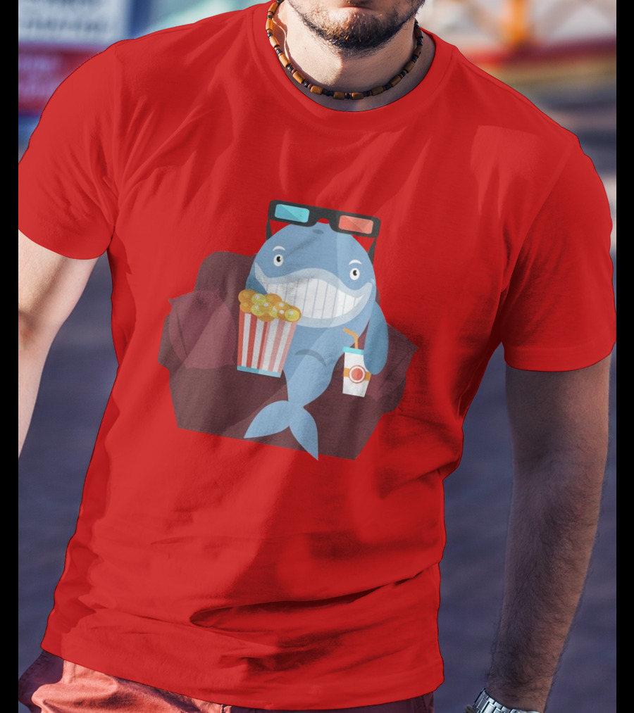 Pete G Whales Popcorn 3D Glasses Cinema T-Shirt