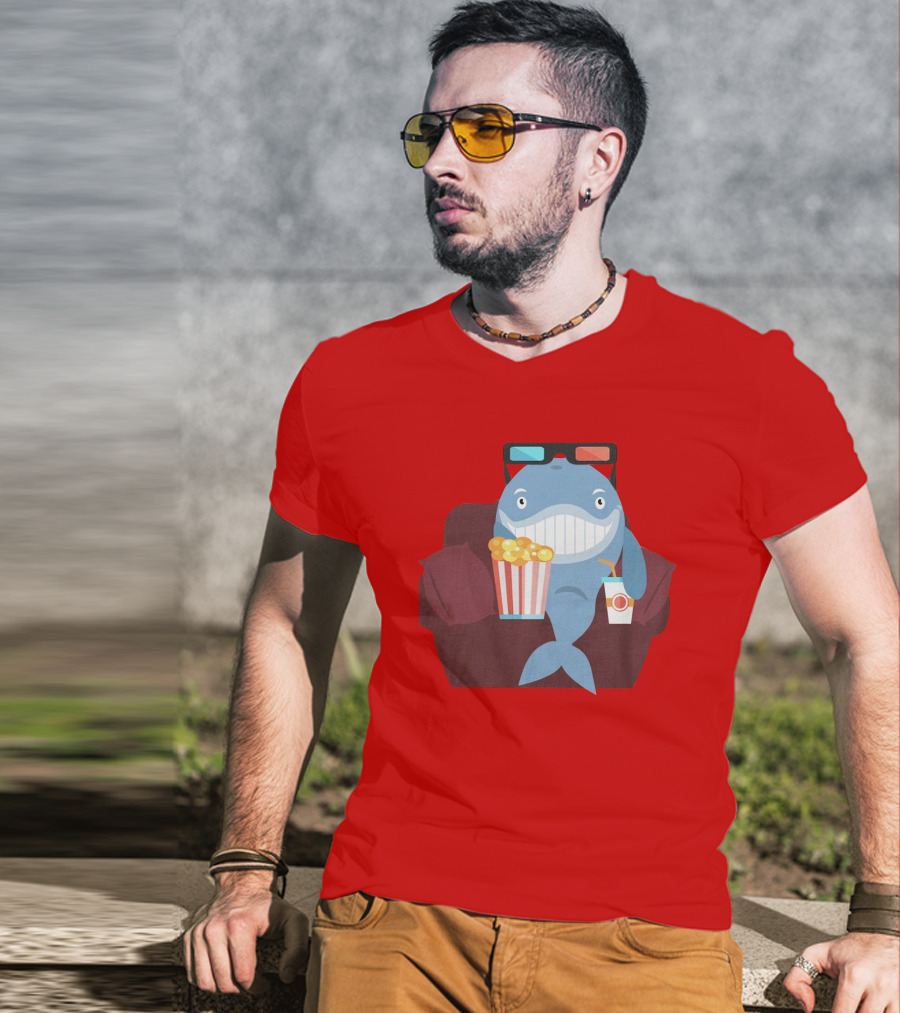 Pete G Whales Popcorn 3D Glasses Cinema T-Shirt