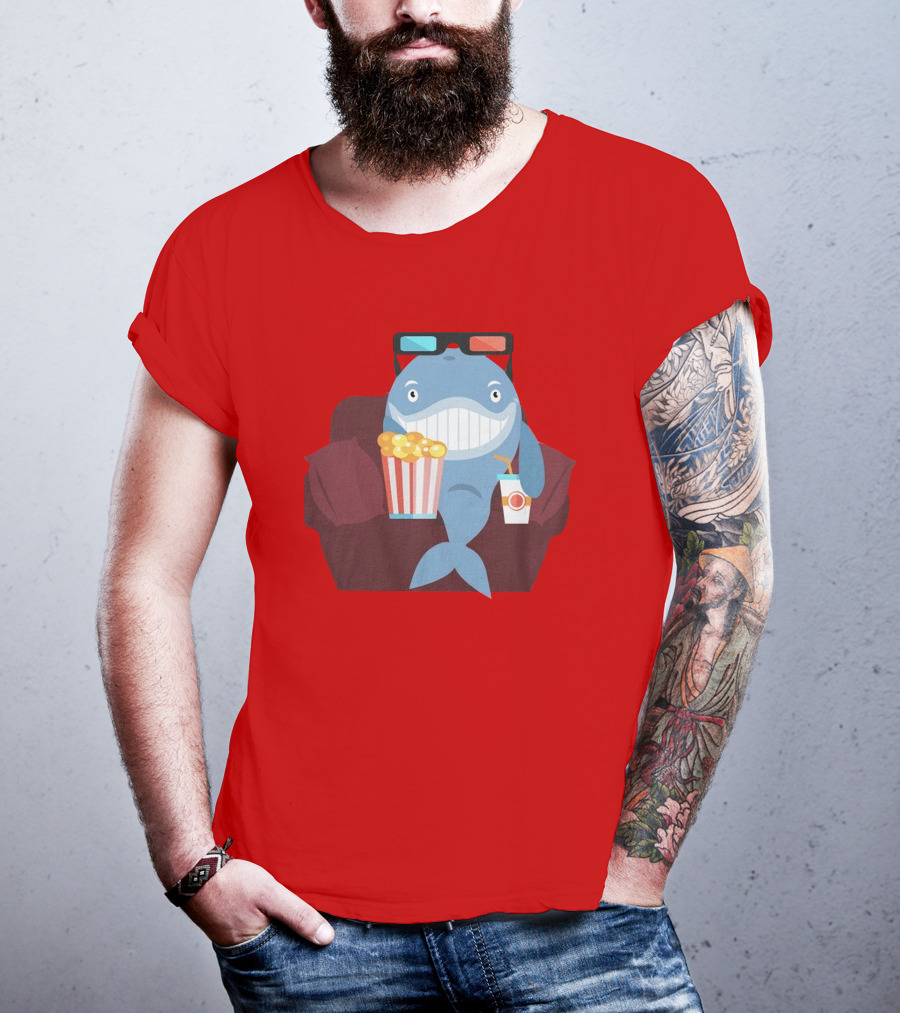 Pete G Whales Popcorn 3D Glasses Cinema T-Shirt