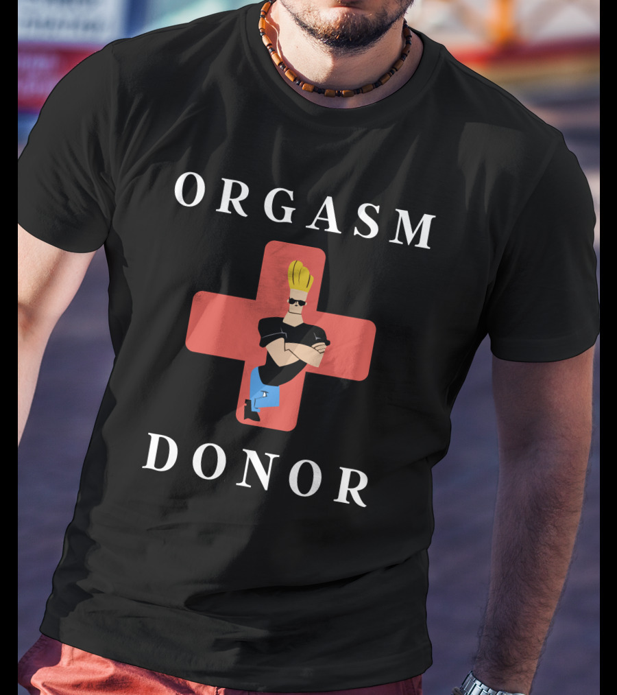 Orgasm Donor Johnny Bravo Van Partible Red Cross T-Shirt