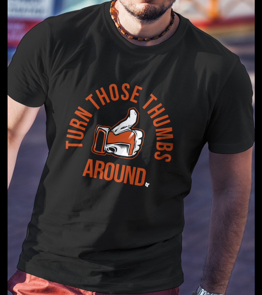 Turn Those Thumbs Around Orange Glove Iconic Image T-Shirt
