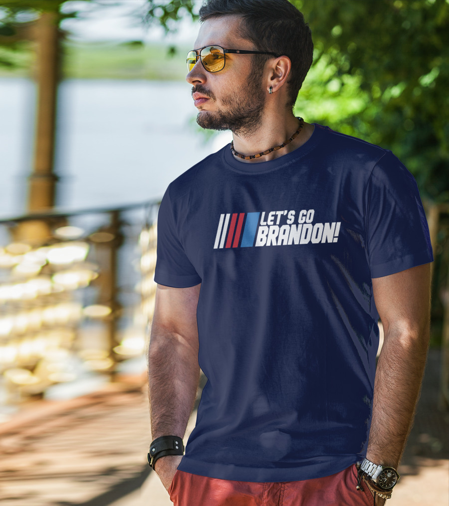 The Daily Wire Shop Let's Go Brandon Racing Stripes T-Shirt