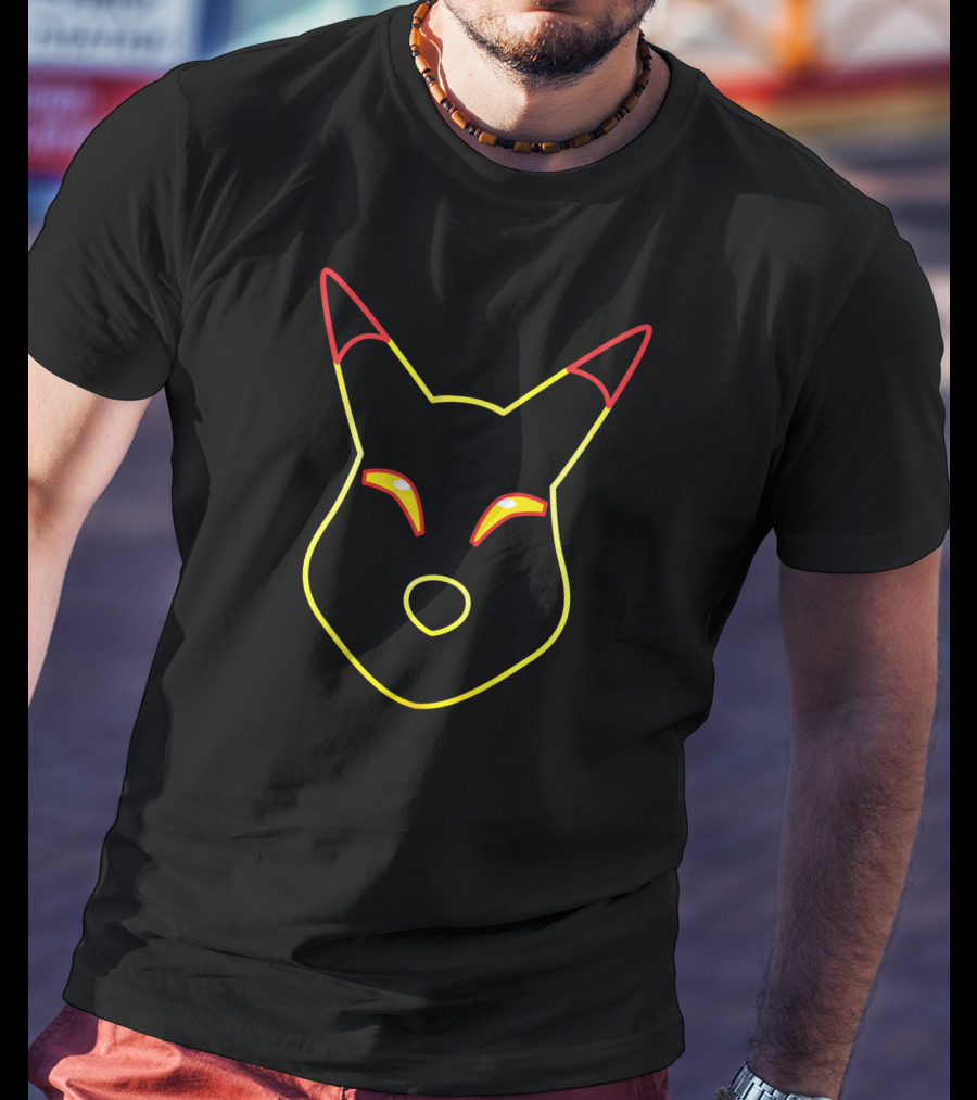 Merch Land Keaton Mask Neon Fox Outline Austin John Plays T-Shirt