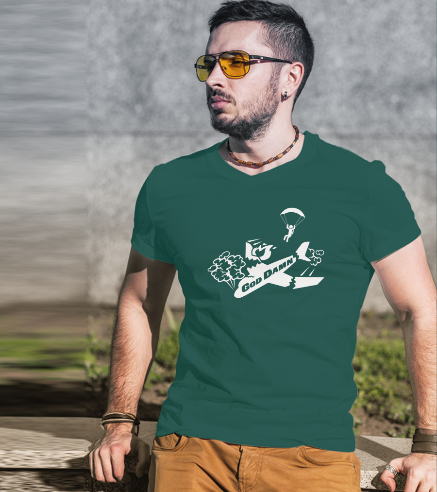 God Damn 3.0 Airplane Parachute Text Kfc T-Shirt