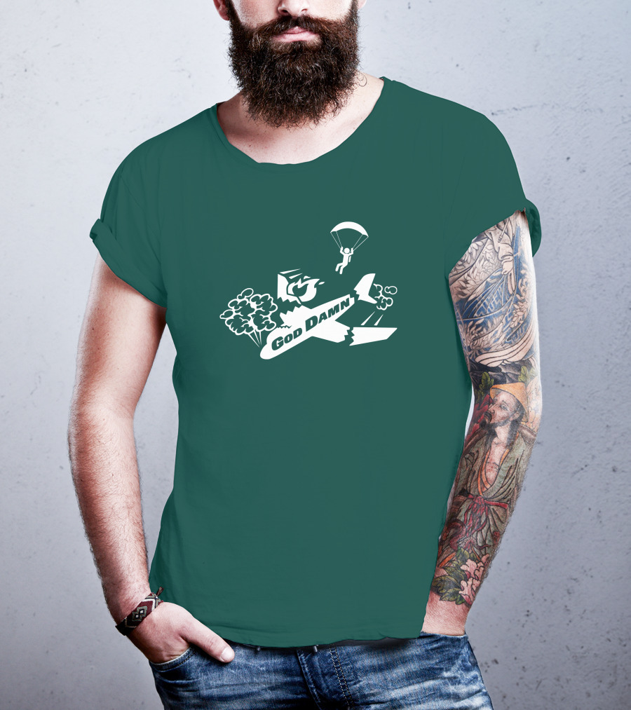God Damn 3.0 Airplane Parachute Text Kfc T-Shirt