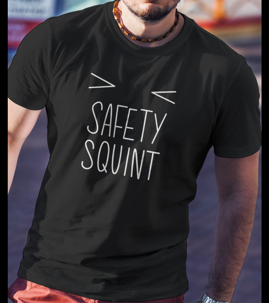 Evan And Katelyn Merch Threadless Safety Squint Text With Exclamation Marks T-Shirt