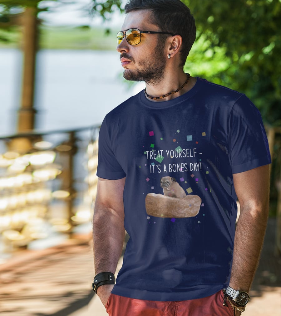 Treat Yourself It's A Bones Day NoodleThreadless Pug Confetti T-Shirt