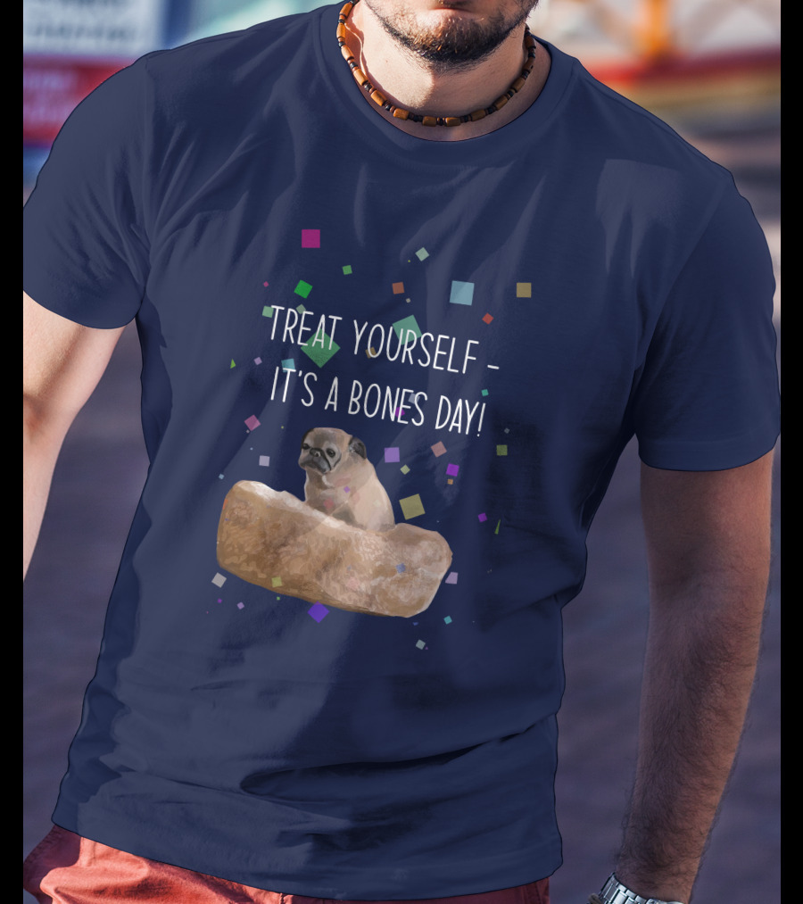 Treat Yourself It's A Bones Day NoodleThreadless Pug Confetti T-Shirt