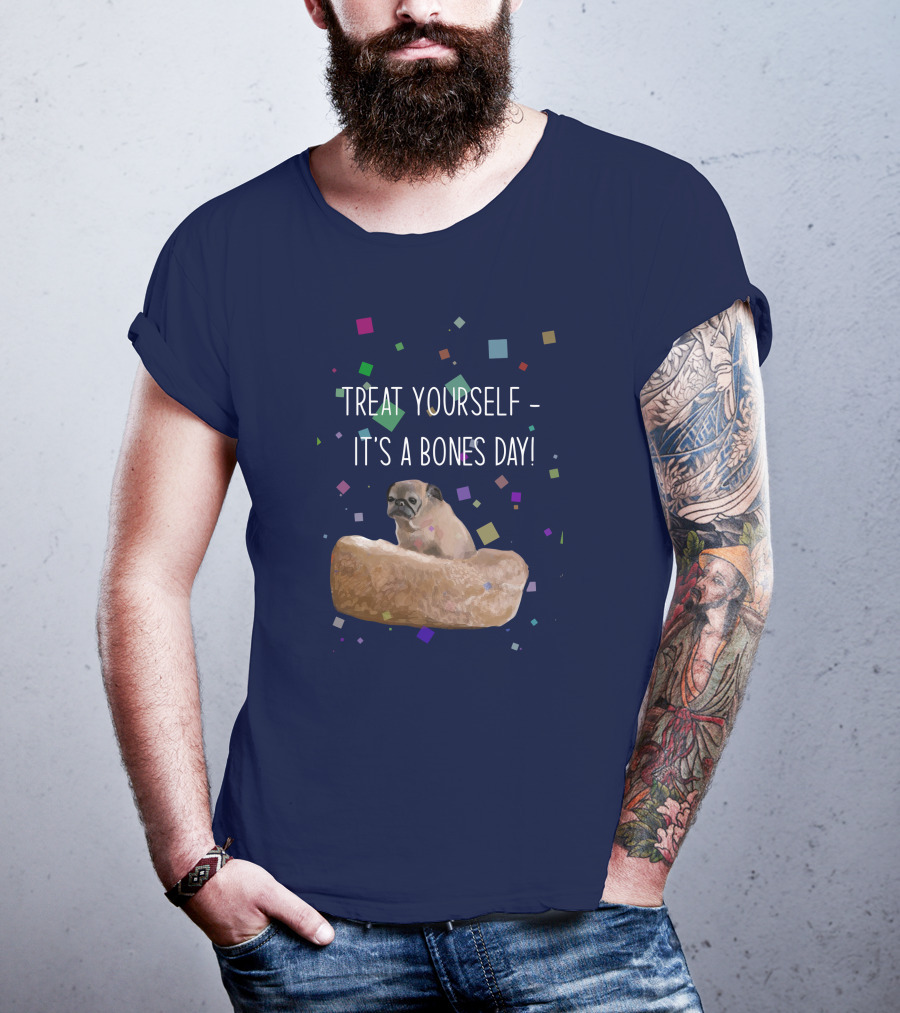 Treat Yourself It's A Bones Day NoodleThreadless Pug Confetti T-Shirt