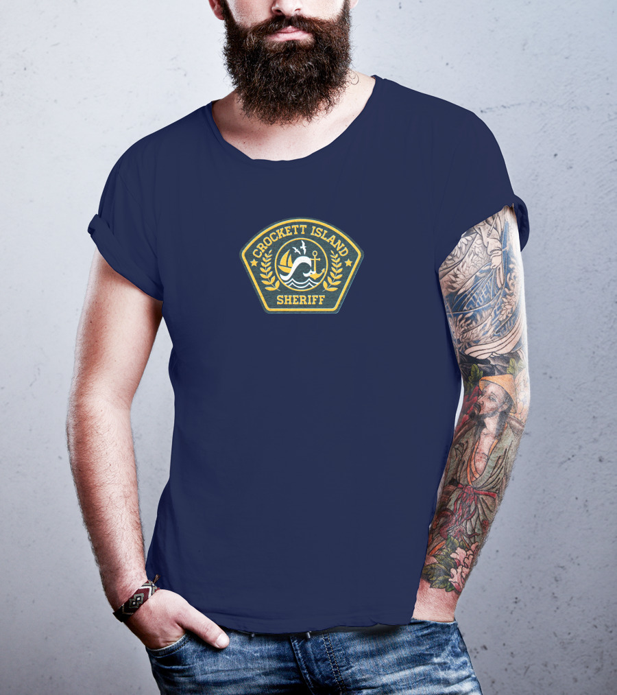 Crockett Island Sheriff Badge By Kevin McDermott Ocean Anchor Wave Emblem T-Shirt