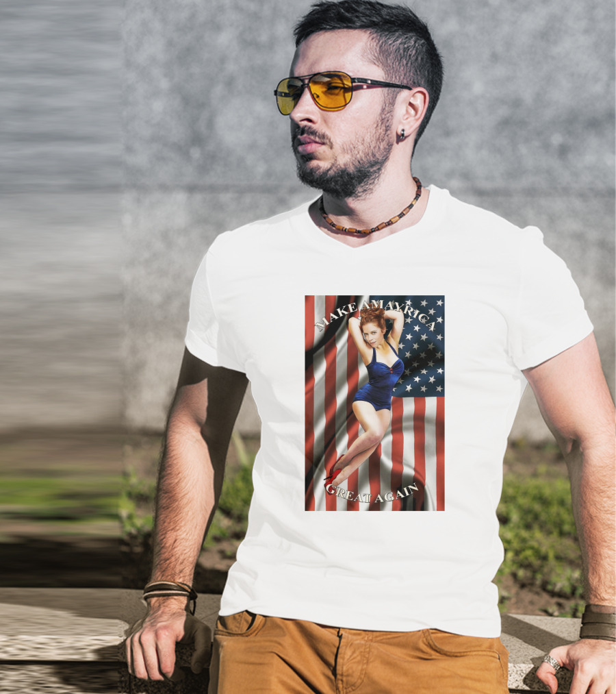 Make America Great Again US Flag Pin-Up Model T-Shirt