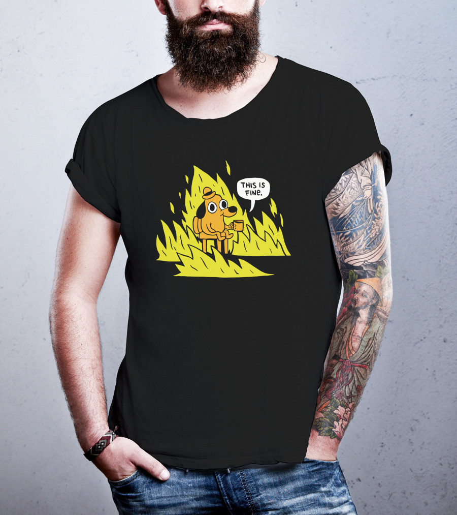 Topatoco Store This Is Fine Dog Meme Daniel Kibblesmith T-Shirt