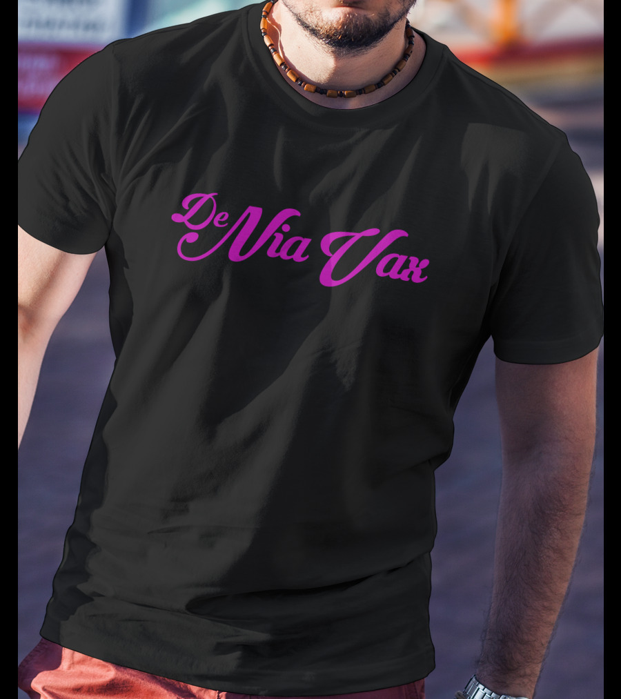 De Nia Vax Typography In Bold Pink Script T-Shirt