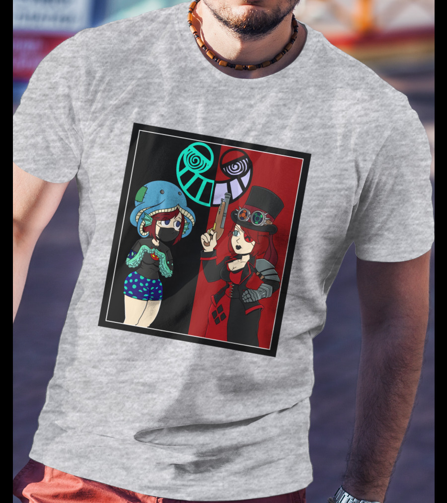 Frenemies Forever Threadless Blowing Off Steam Misssteam Steampunk And Aquatic Duel T-Shirt