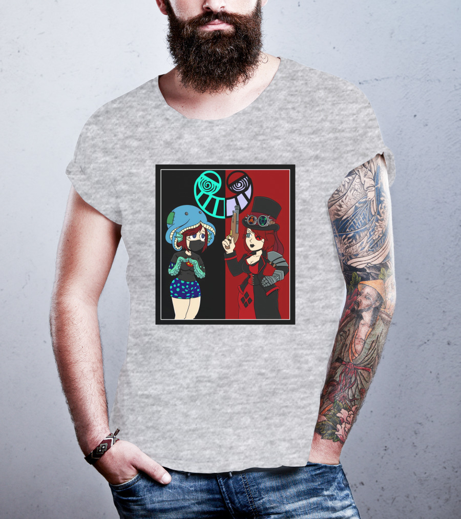Frenemies Forever Threadless Blowing Off Steam Misssteam Steampunk And Aquatic Duel T-Shirt