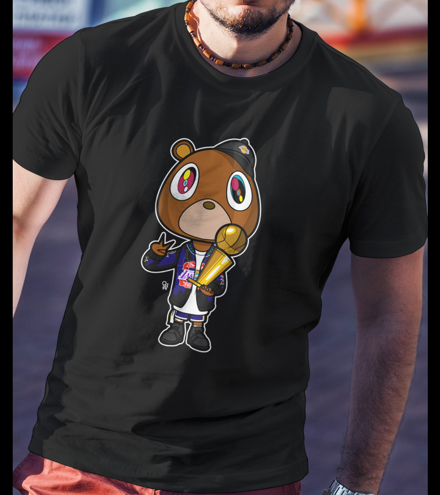 Can't Beat LA Store Yeezy X Mamba Champion Bear With Trophy T-Shirt