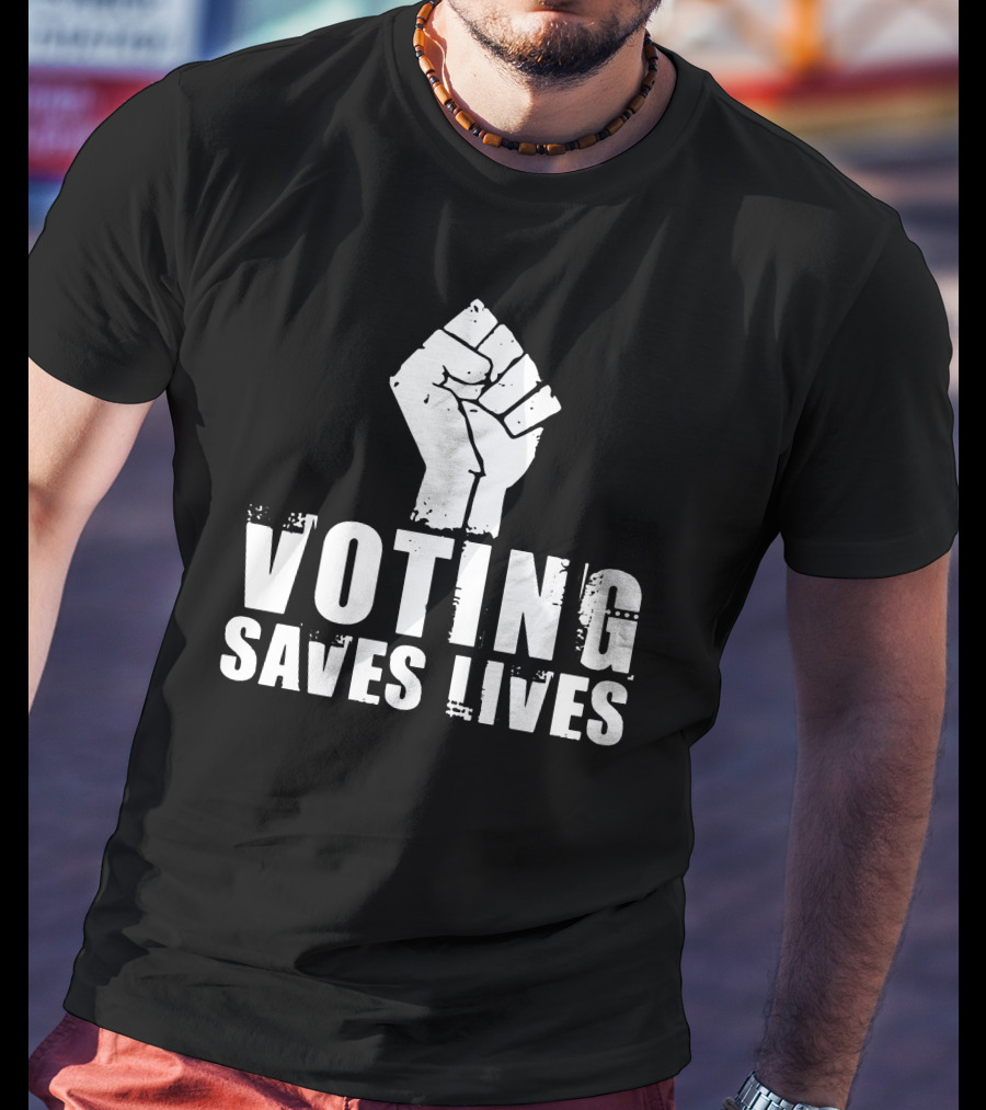 Rainy Studios Voting Saves Lives Fist Symbol Sam Aburime T-Shirt
