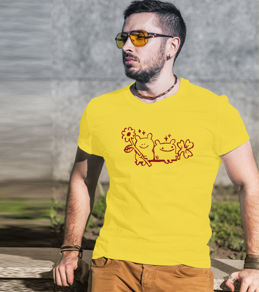 Megan Rose Ruiz Bear Friends Meg Zavala Cute Smiling Flower Duo T-Shirt