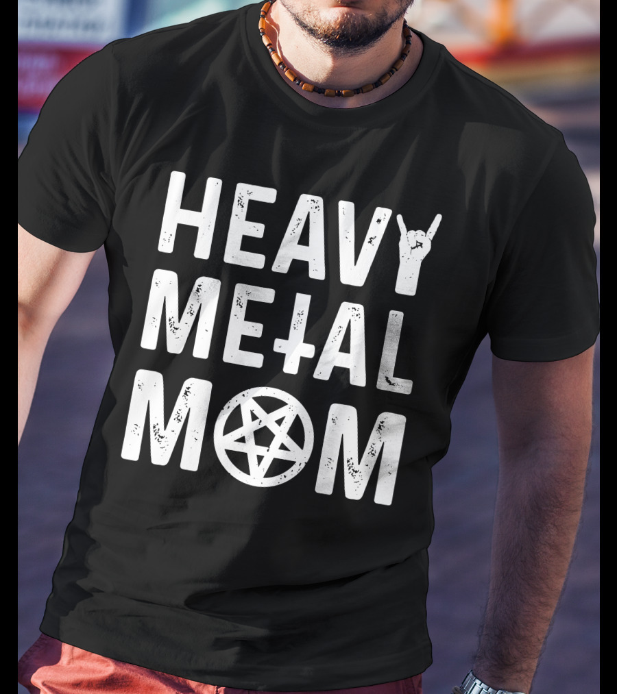 Heavy Metal Mom Cassandra L Thompson Cass Thomps13 Pentagram Rock Gesture T-Shirt