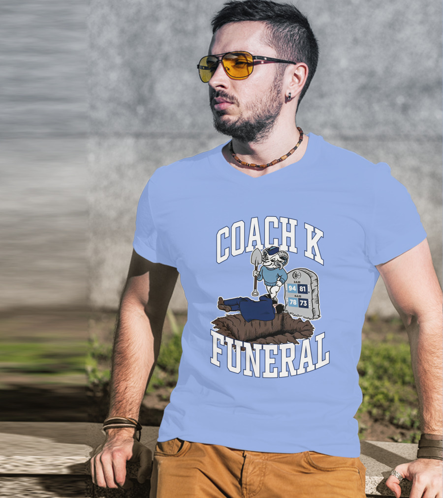 Big Cat Coach K Funeral Digging Cartoon Shovel Logo Dave Portnoy T-Shirt