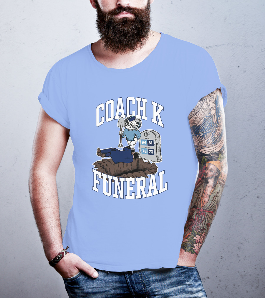 Big Cat Coach K Funeral Digging Cartoon Shovel Logo Dave Portnoy T-Shirt