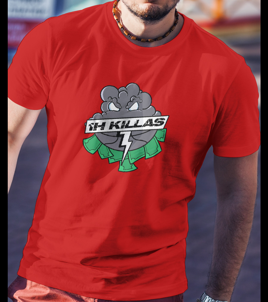 1H Killas Angry Cloud With Lightning And Money T-Shirt