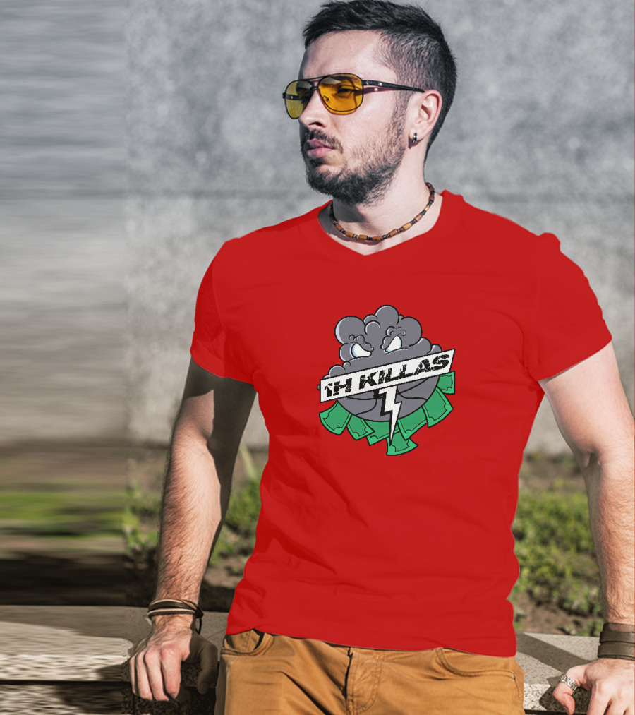 1H Killas Angry Cloud With Lightning And Money T-Shirt