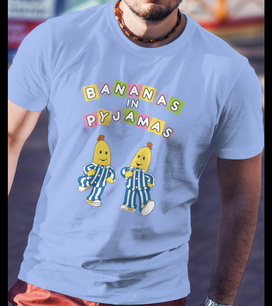 Bananas In Pyjamas Cartoon Characters In Blue And White Striped Outfits T-Shirt