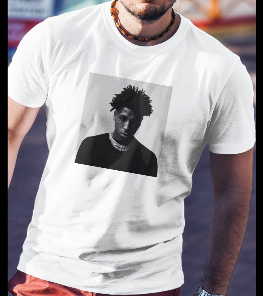 Youngboy Monochrome Portrait Black Sweater Chain T-Shirt