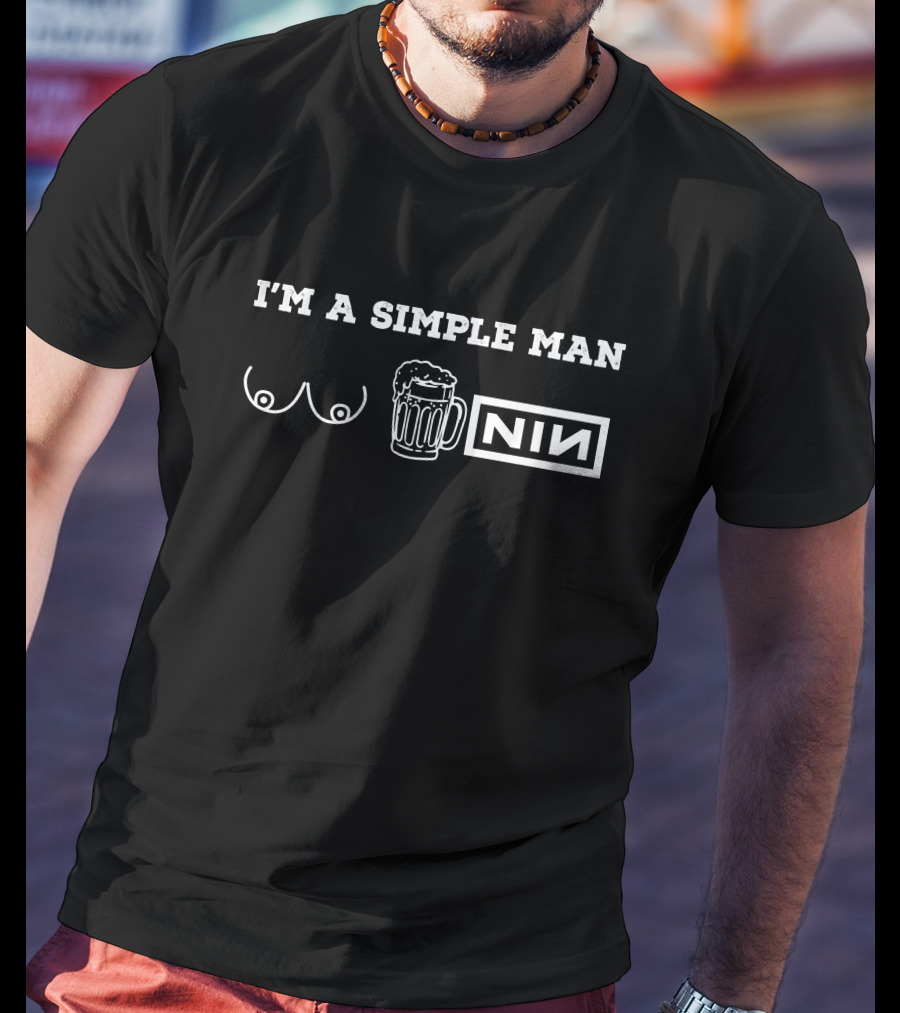I'm A Simple Man I Like Beer Drums Guitar T-Shirt