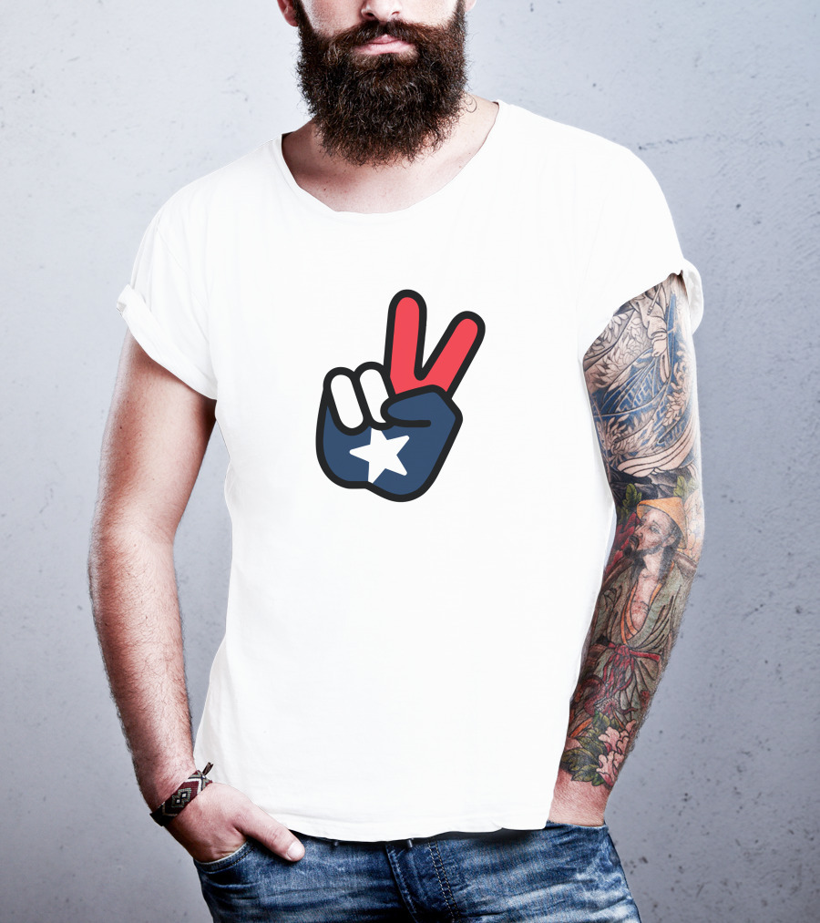 Peace Sign American Flag Star Gesture T-Shirt