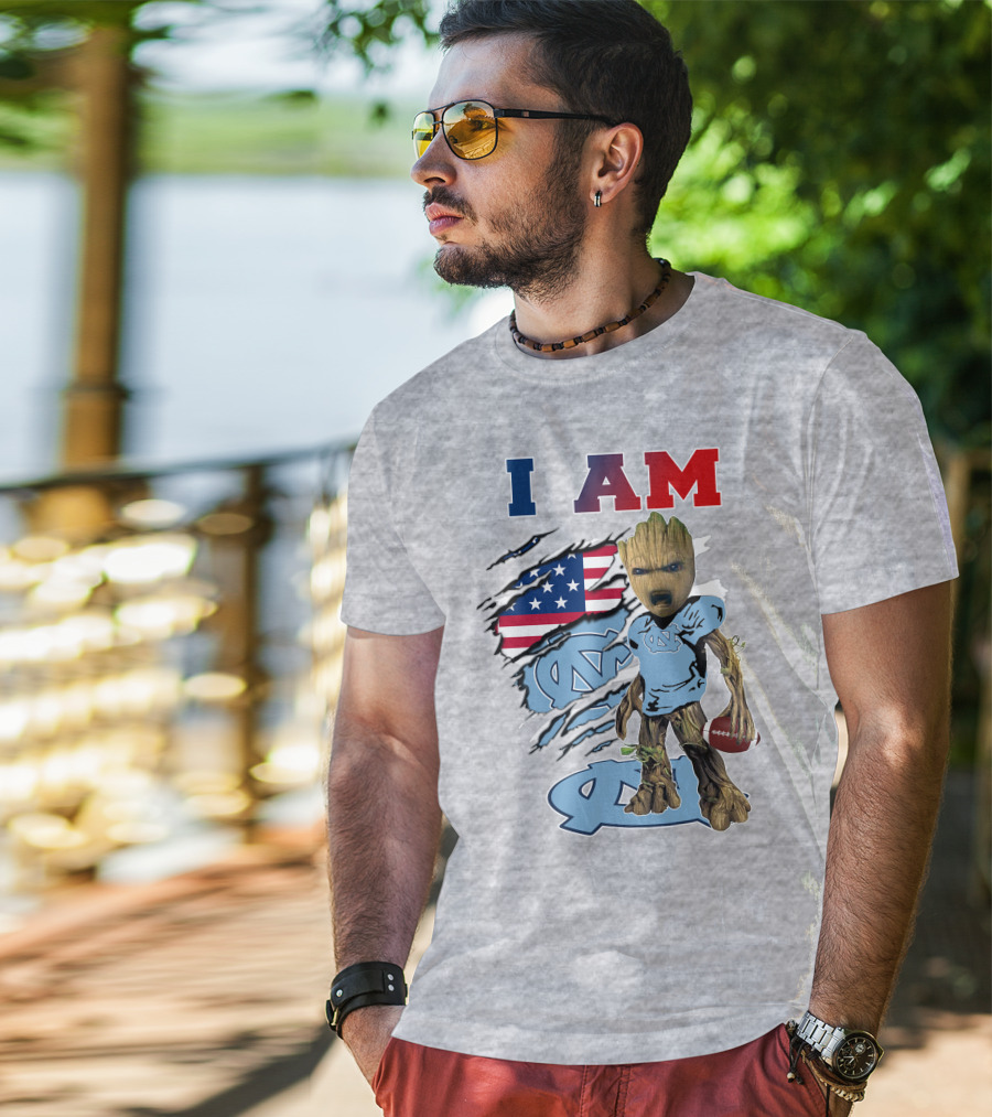 I Am Groot North Carolina Tar Heels Football USA Flag T-Shirt