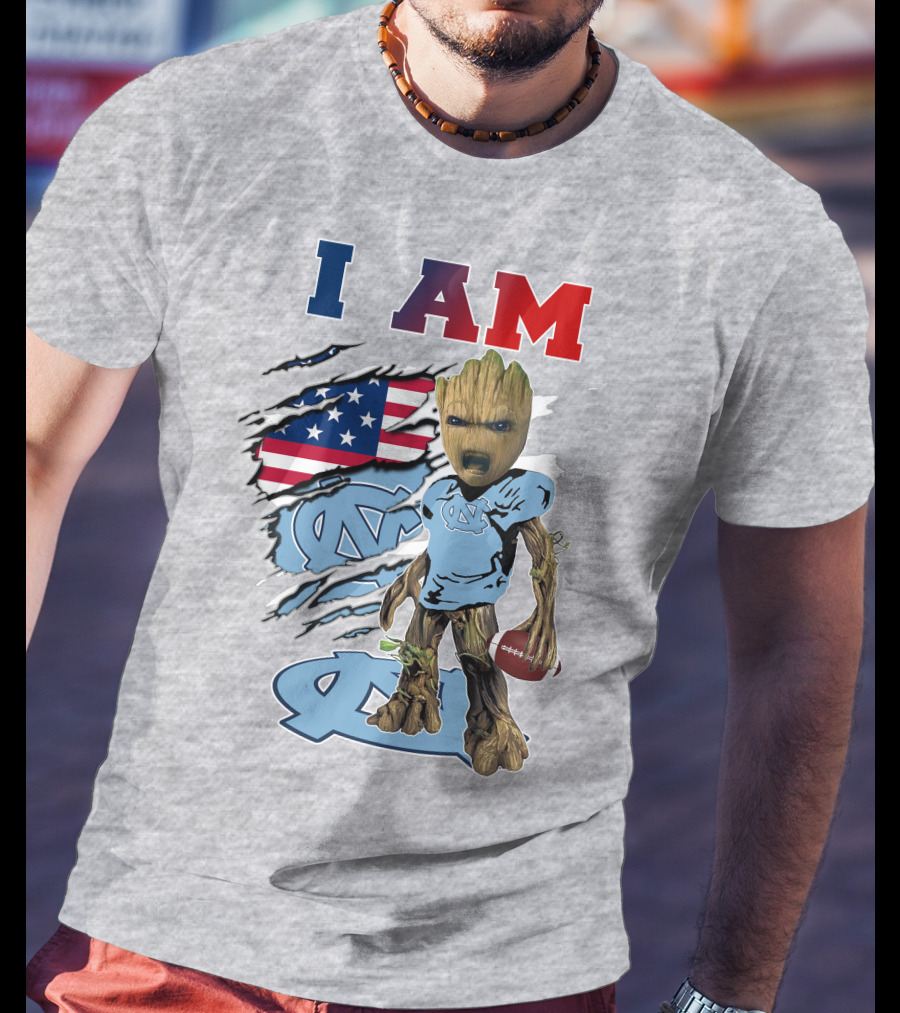 I Am Groot North Carolina Tar Heels Football USA Flag T-Shirt