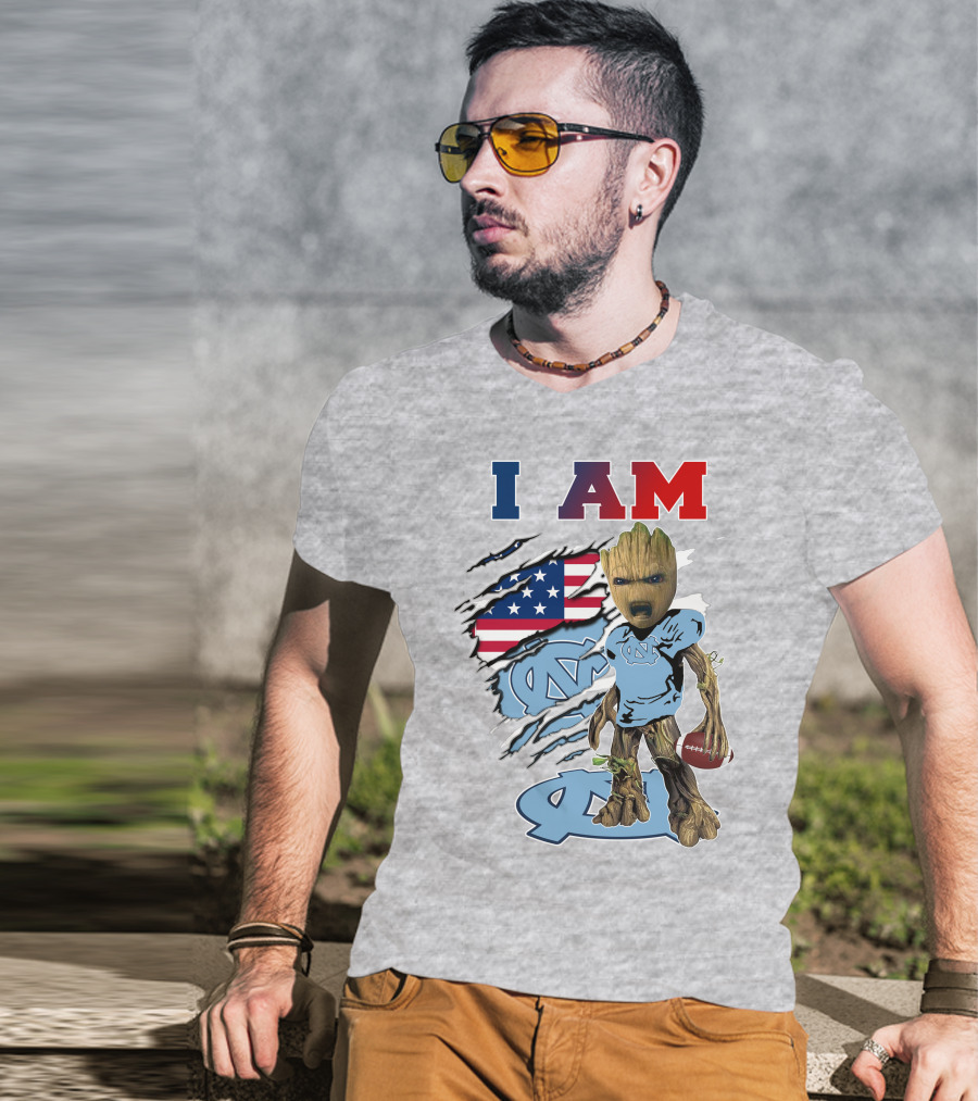 I Am Groot North Carolina Tar Heels Football USA Flag T-Shirt