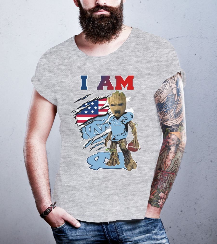 I Am Groot North Carolina Tar Heels Football USA Flag T-Shirt
