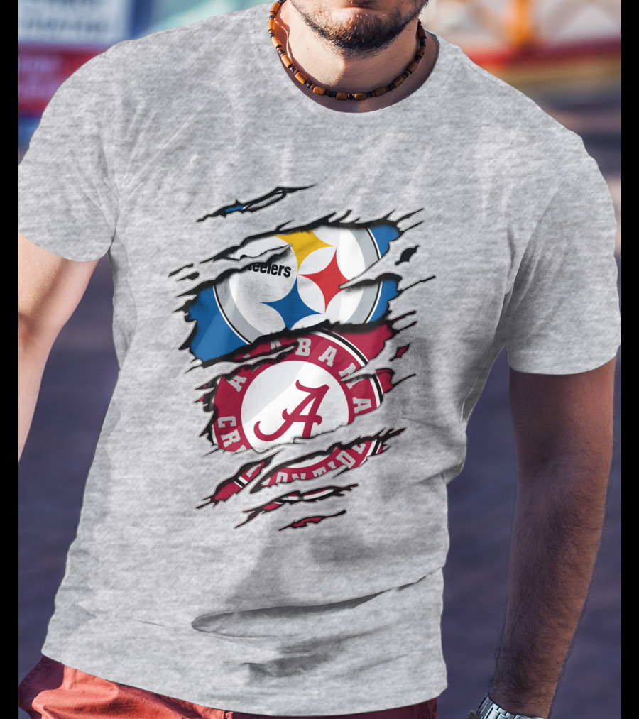Alabama Crimson Tide Steelers Logo Crossover T-Shirt