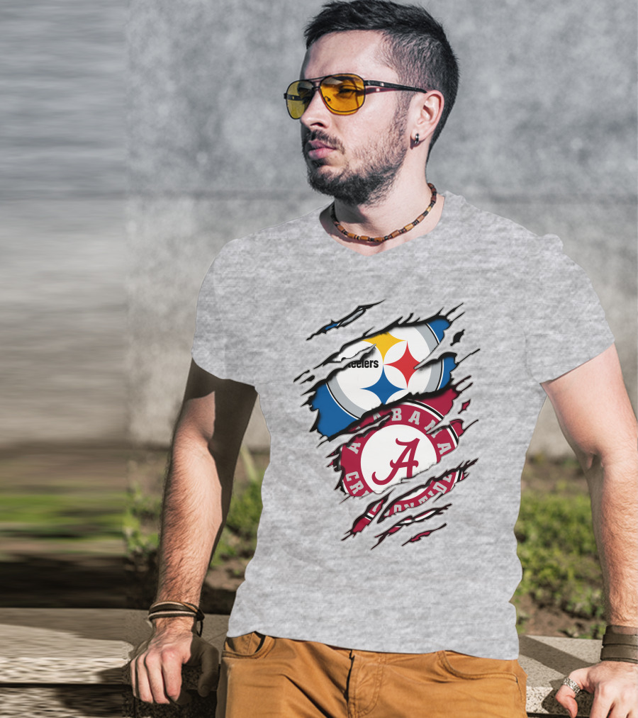 Alabama Crimson Tide Steelers Logo Crossover T-Shirt