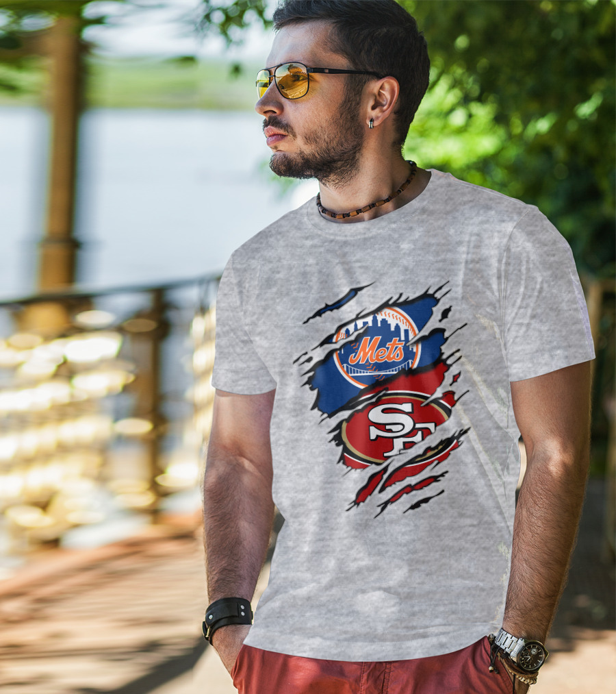 Mets 49ers Dual Team Logo Fusion T-Shirt