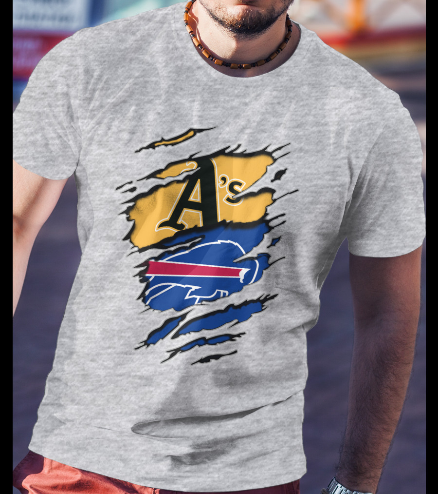 Buffalo Bills Oakland Athletics Mashup Tear T-Shirt