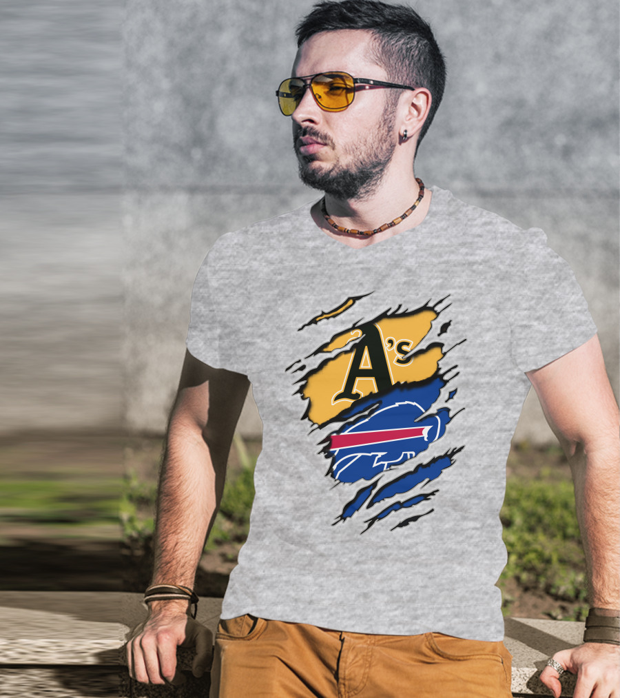 Buffalo Bills Oakland Athletics Mashup Tear T-Shirt
