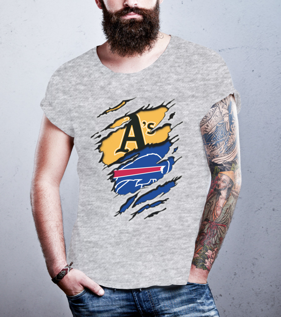Buffalo Bills Oakland Athletics Mashup Tear T-Shirt