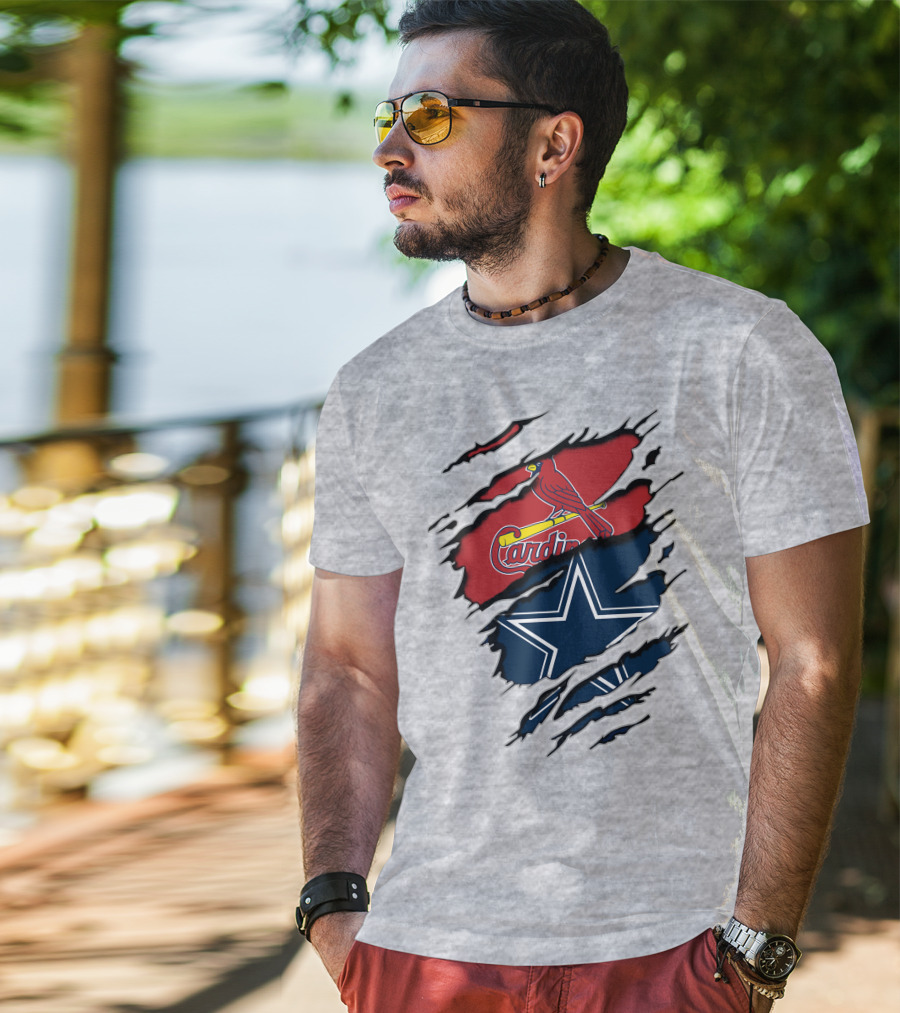 Cardinals And Cowboys Team Spirit Fusion T-Shirt