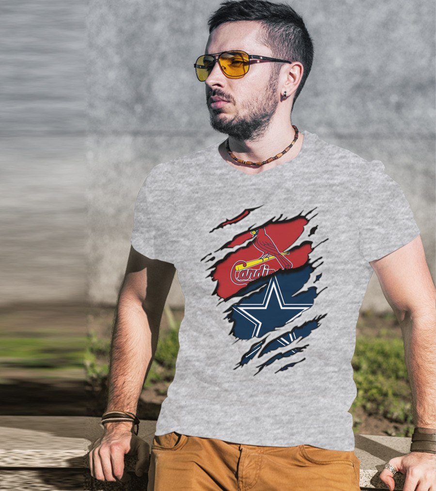 Cardinals And Cowboys Team Spirit Fusion T-Shirt
